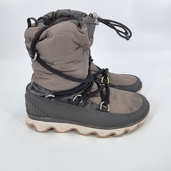 SOREL KINETIC BOOTS WOMENS SIZE 7 GRAY WINTER WATERPROOF SLOUCH DURABLE LACE UP - Picture 4 of 12